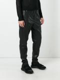 leather tapered trousers 