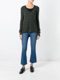 striped distressed fine knit jumper