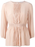 pleated front blouse