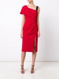 one shoulder draped dress