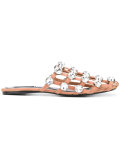 embellished grid mules