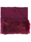 fur panel tweed shawl