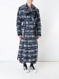 striped raw edge coat