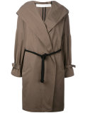 belted hooded coat