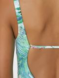 foliage print open back swimsuit