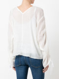 drawstring sleeves sheer blouse