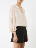 pleated wrap blouse 