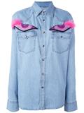 glitter eye appliqué denim shirt