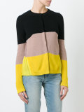 sheer panel striped cardigan