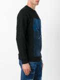 star patch denim inset sweatshirt