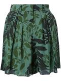 'CDC' tropical print pleated shorts