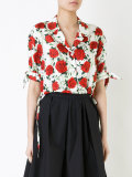 cropped rose print blouse