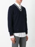 openwork V-neck jumper