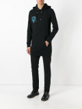 embroidered side zip hoodie