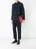logo print zipped clutch