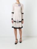 horizontal stripes floral application dress