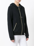 embossed logos zip up hoodie