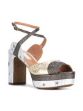 metallic star print sandals