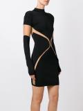 sheer panel fitted dress