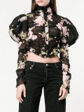 floral print puffy sleeve blouse
