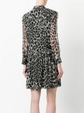 ruffle detail animal print dress