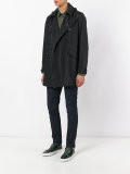 hooded double breasted coat