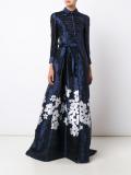 metallic floral print dress