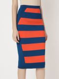 striped knit midi skirt