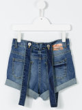 denim suspender shorts
