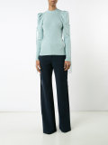ruffled sleeve knitted top