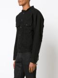 collarless buttoned jacket