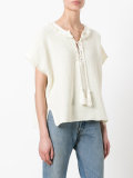 lace-up knit T-shirt 