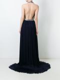 embellished trim pleated gown