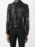 embroidered love patch biker jacket