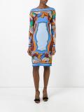 feather motif fitted dress
