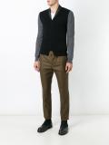 contrast neck cardigan vest