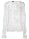 polka dot ruffle blouse