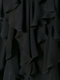 deep V-neck ruffled blouse