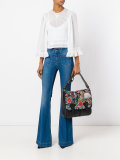Floral embroidered satchel bag 