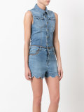 scalloped hem denim playsuit