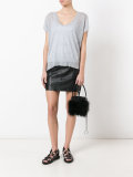 feather trim chain tote 