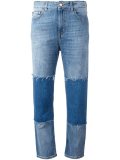 patchwork frayed jeans