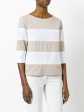 striped three-quarter sleeve top