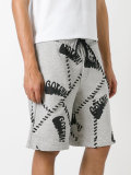 contrast-stitch slogan shorts