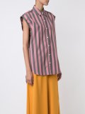 Wide Stripe Sleeveless Lace Back条纹衬衫