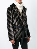 striped furred effect jacket