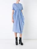 striped draped mid dress