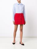 ruffle collar grid print shirt