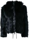 fur reversible hooded jacket