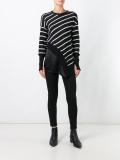 striped asymmetric knit blouse